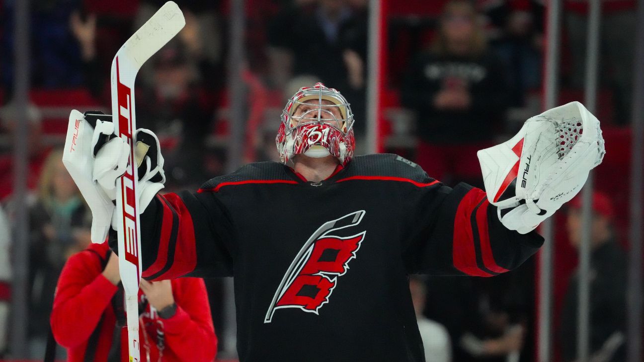 Frederik Andersen marks return to Hurricanes with win - ABC11 Raleigh ...