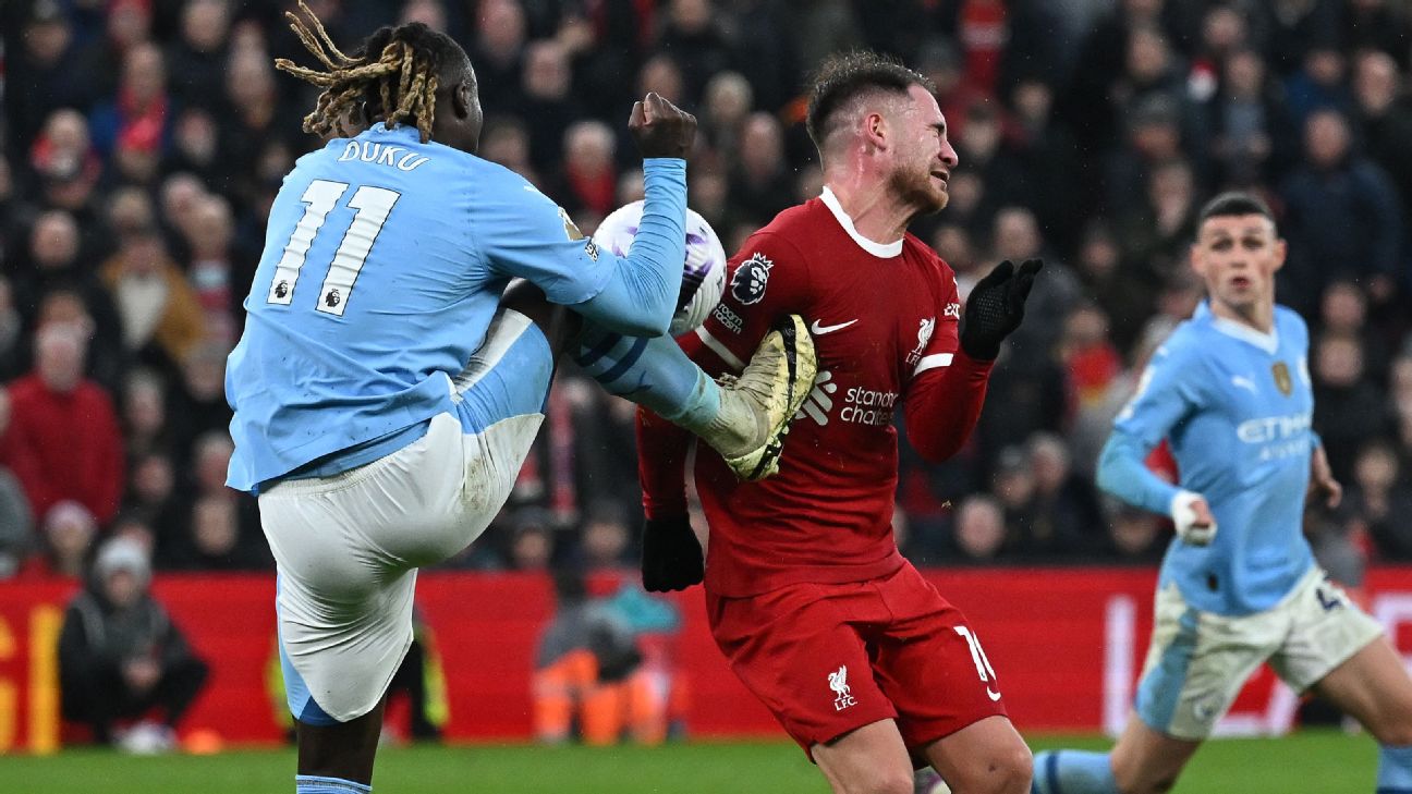 How did the VAR fail to give Liverpool a late penalty against Man City?
