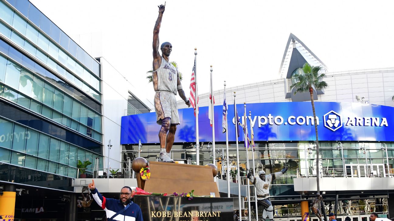 Errors corrected on Kobe statue outside arena