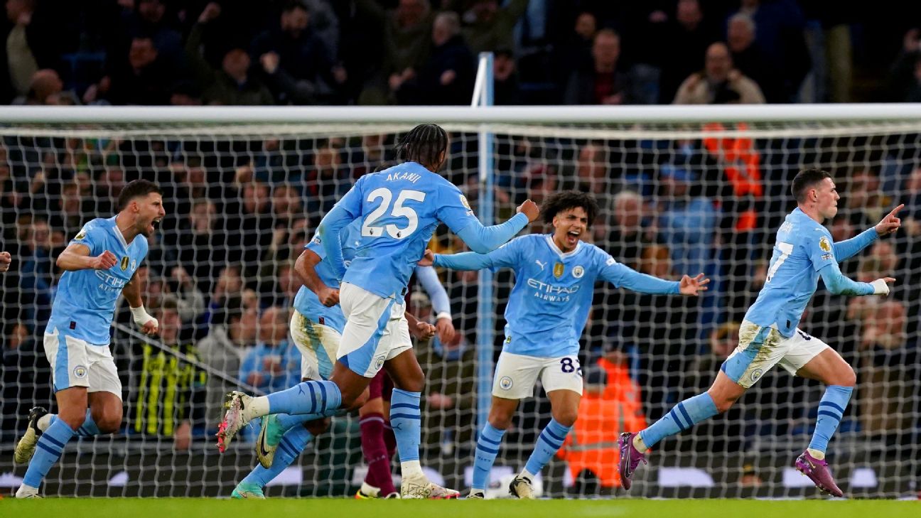 Follow live: Man City lead Aston Villa thanks to Foden's free kick