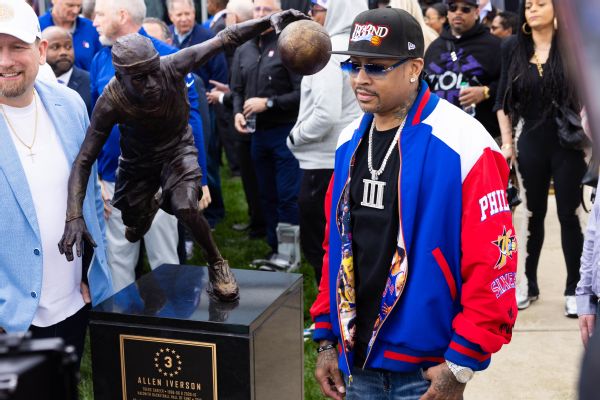 Iverson statue unveiled at Sixers' practice facility
