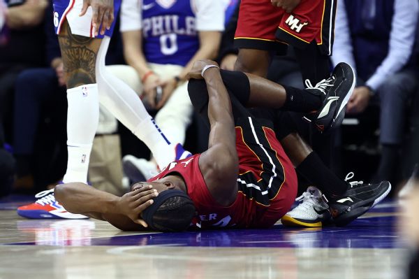 Heat's Jimmy Butler injures knee in play-in loss, set for MRI