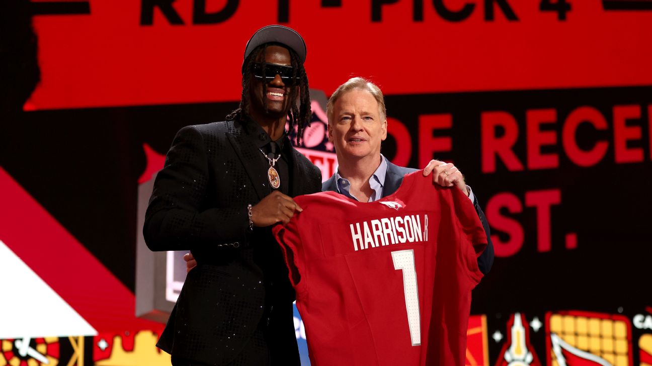 Marvin Harrison Jr. to Cardinals with No. 4 pick in NFL draft