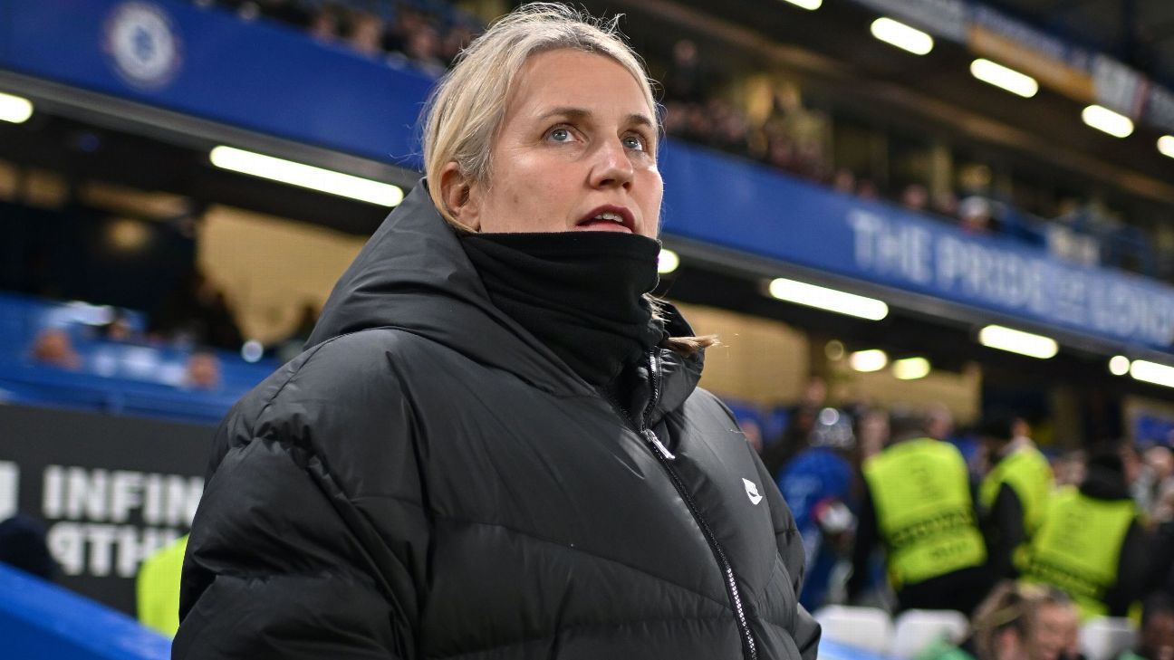 Emma Hayes, Manager of Chelsea looks on prior to the UEFA Women's Champions League group stage match between Chelsea FC Women and Real Madrid [1296x729]
