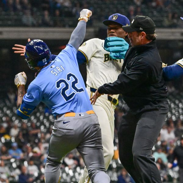 Punches fly, benches empty during Rays-Brewers