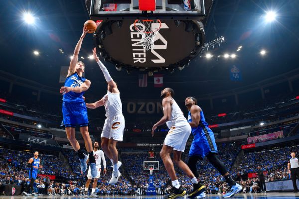 Cleveland Cavaliers vs. Orlando Magic (Franz Wagner #22 of the Orlando Magic drives to the basket) [600x400]