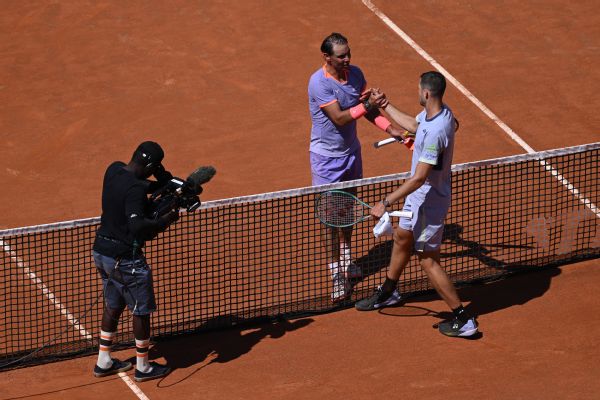 Nadal overpowered in Rome, doubtful on French