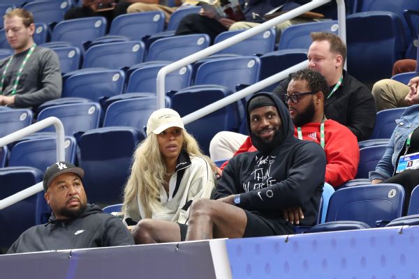LeBron James shows up to watch Bronny at NBA draft combine