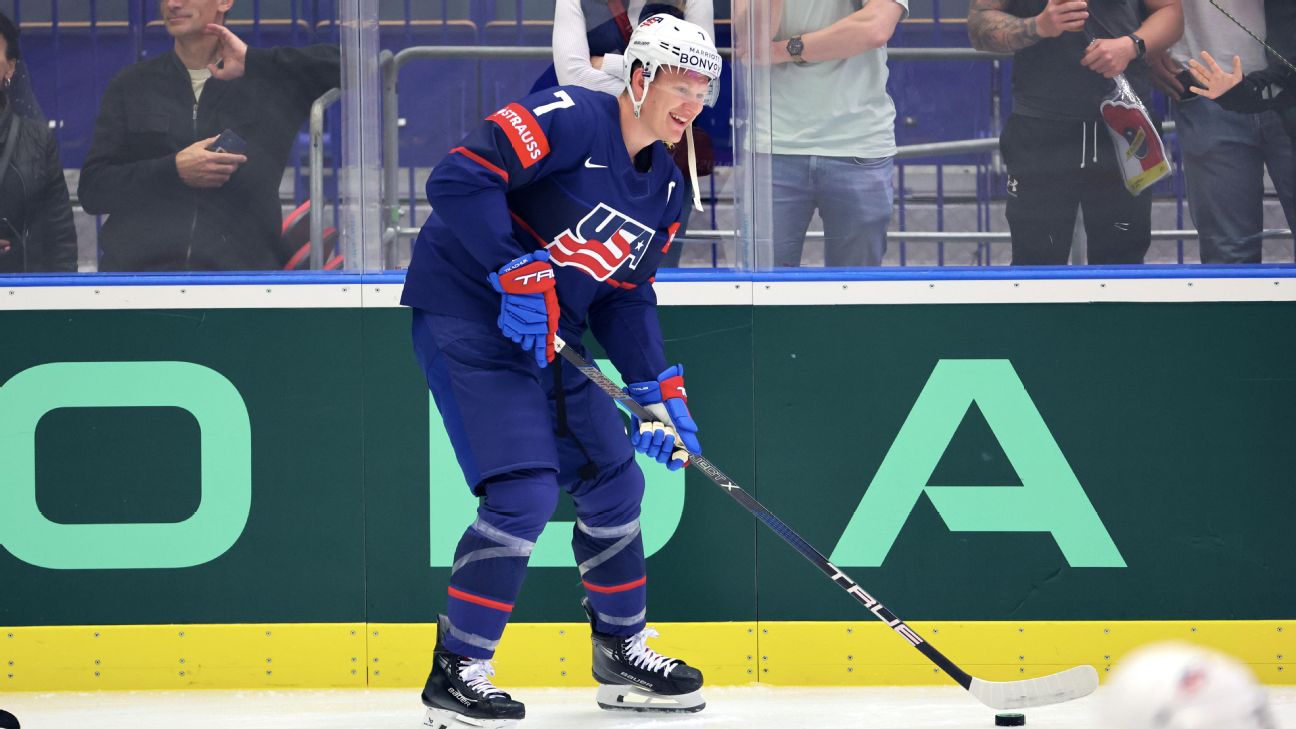 Brady Tkachuk's 4 points lift U.S. into playoffs at worlds