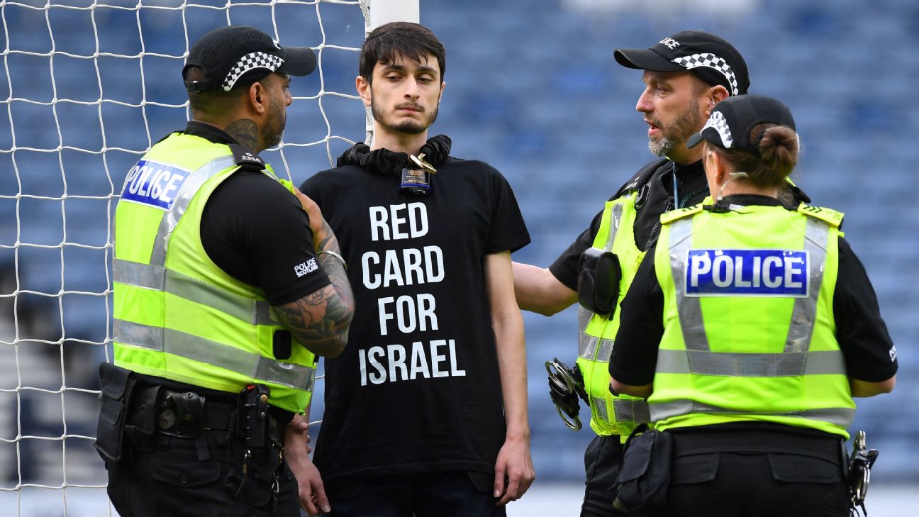 Protests delay Scotland vs  Israel Euros qualifier