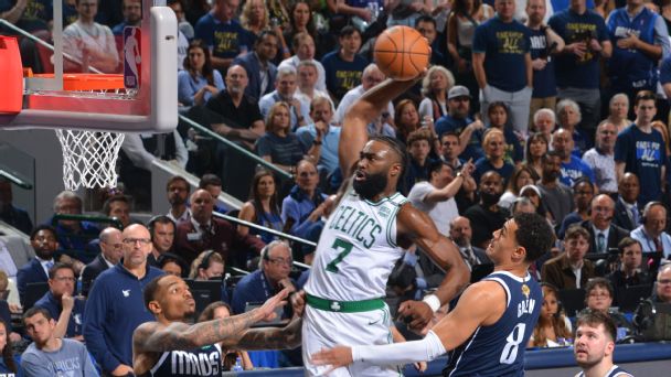 Celtics-Mavs: Best photos from Jaylen Brown's one-handed poster
