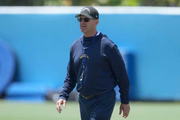 Jim Harbaugh's first day of Chargers camp 'like being born'