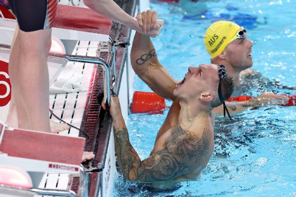 Dressel gets 8th gold as U.S. wins 4x100 relay