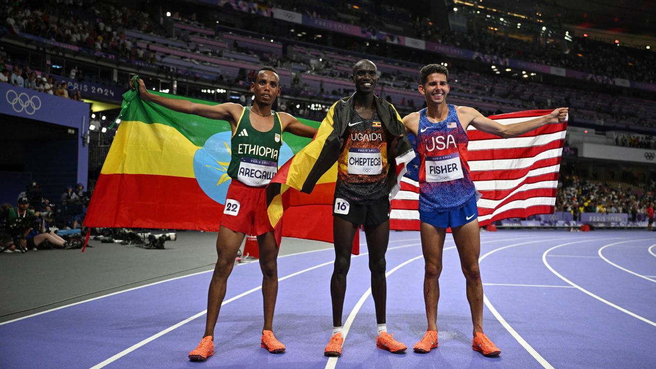 Grant Fisher makes U.S. track history, Marchand wins 4th gold and more Friday at the Paris Games