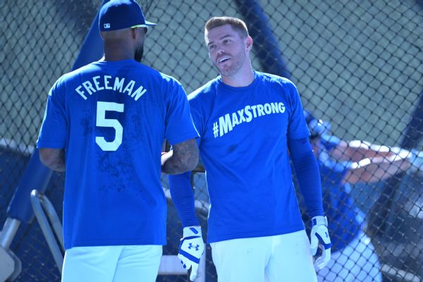 Freeman back as Dodgers don #MaxStrong shirts