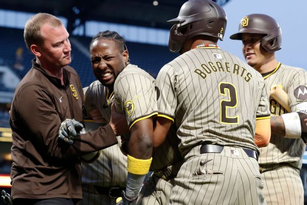 Padres’ Profar pulled after HBP; X-rays negative