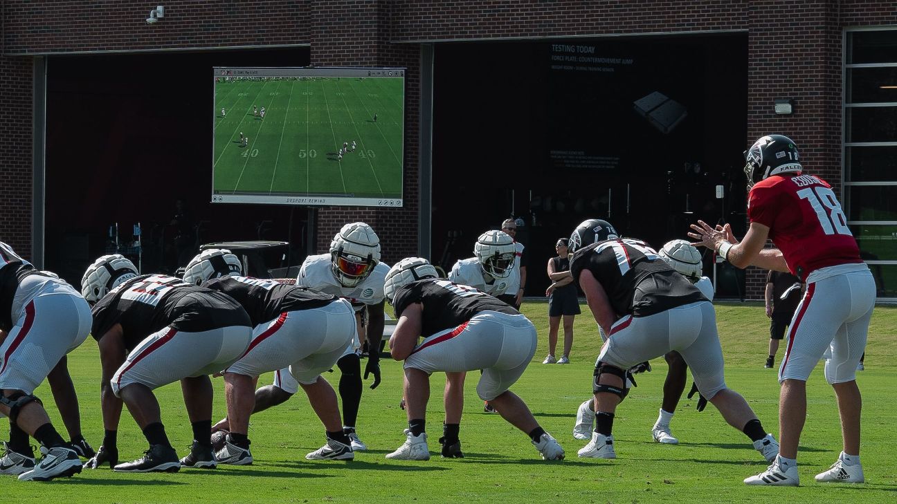 NFL teams use video boards for real-time analysis during training