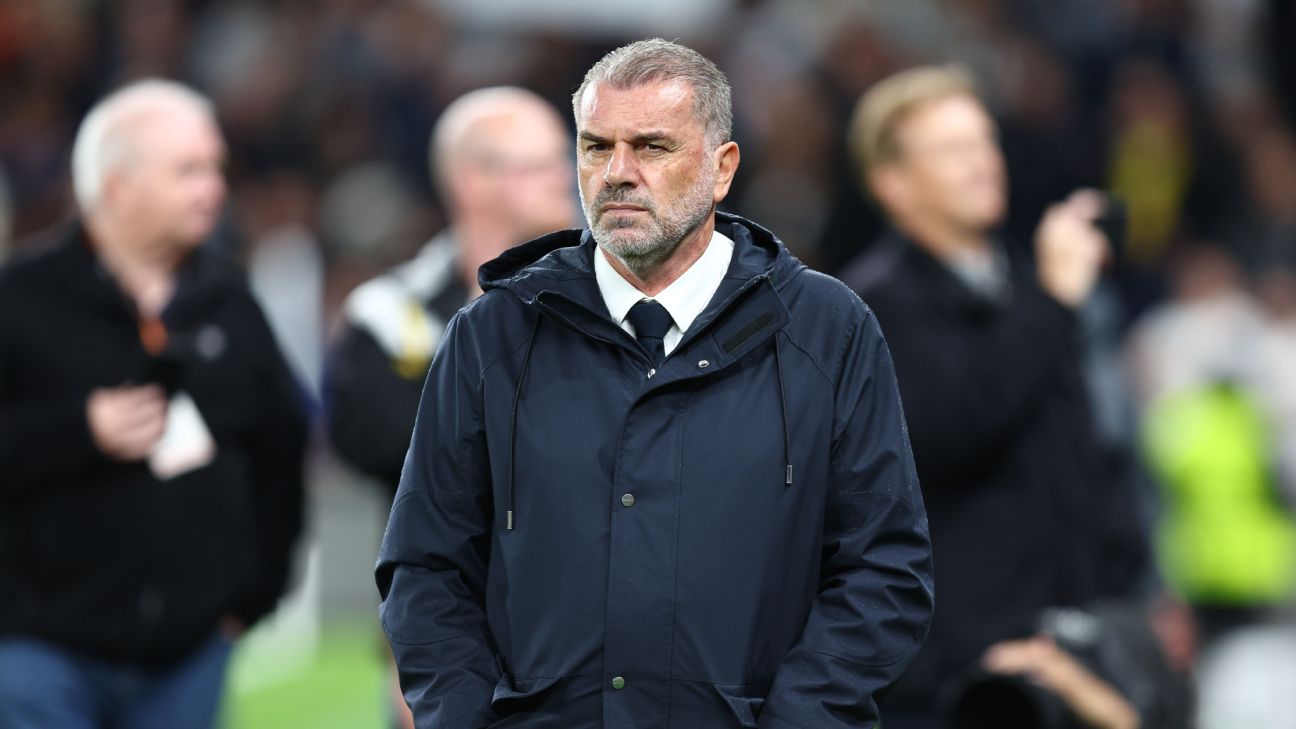 Tottenham Hotspur manager Ange Postecoglou during the UEFA Europa League 2024/25 League Phase MD1 match between Tottenham Hotspur and Qarabag [1296x729]