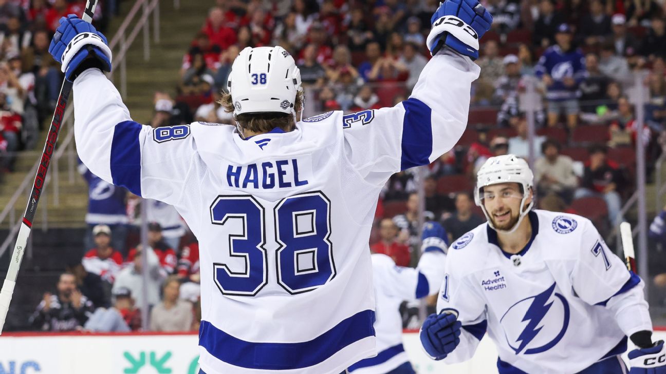 Brandon Hagel's natural hat trick powers Tampa Bay Lightning - ESPN