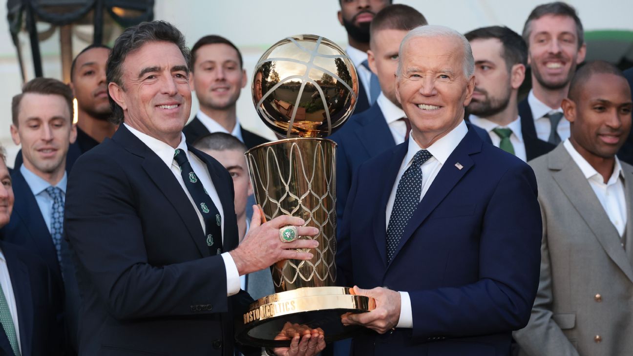 Celtics owner Wyc Grousbeck on Thursday made his second visit to the White House as an NBA champion, celebrating the team's record-setting 18th title with President Joe Biden.