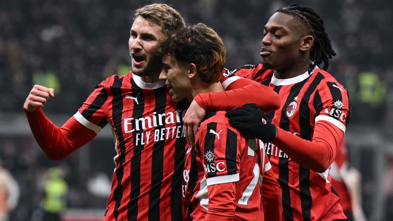 Santiago Gimenez abraza a Joao Félix en el festejo del Milan [1296x729]