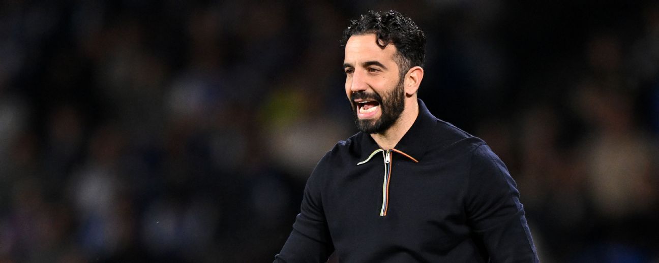 Coach Ruben Amorim of Manchester United  during the UEFA Europa League   match between Real Sociedad v Manchester United at the Estadio Reale Arena on March 6, 2025 in San Sebastian Spain
