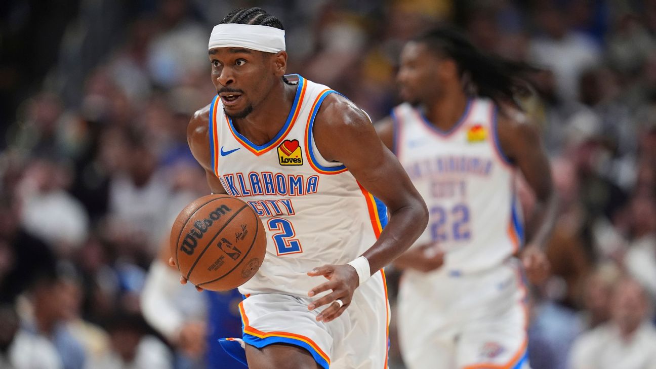 Shai Gilgeous-Alexander and the Oklahoma City Thunder are the favorites to win the 2025 NBA Finals heading into Game 5 of their conference semifinals series against the Denver Nuggets.