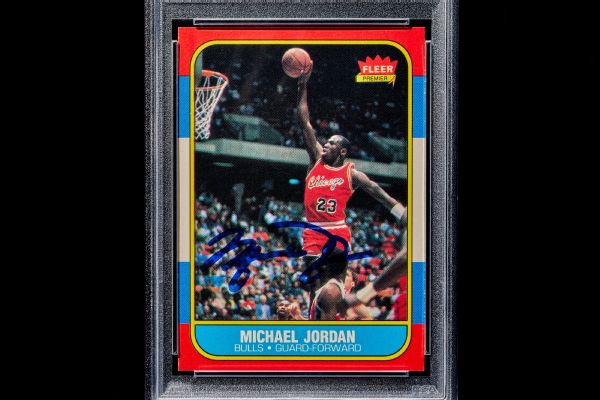 An autographed 1986-87 Fleer Michael Jordan rookie card has sold at Joopiter -- 13-time Grammy winning artist and producer Pharrell Williams' auction house -- for $2.5 million, including a 25% buyer's premium.