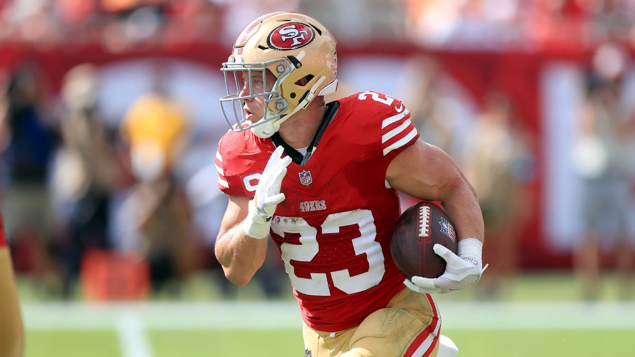<a href="https://www.espn.com/nfl/story/_/id/46160256/49ers-christian-mccaffrey-calf-issue-added-injury-report" target="_blank">49ers add McCaffrey to injury report with calf issue</a>
