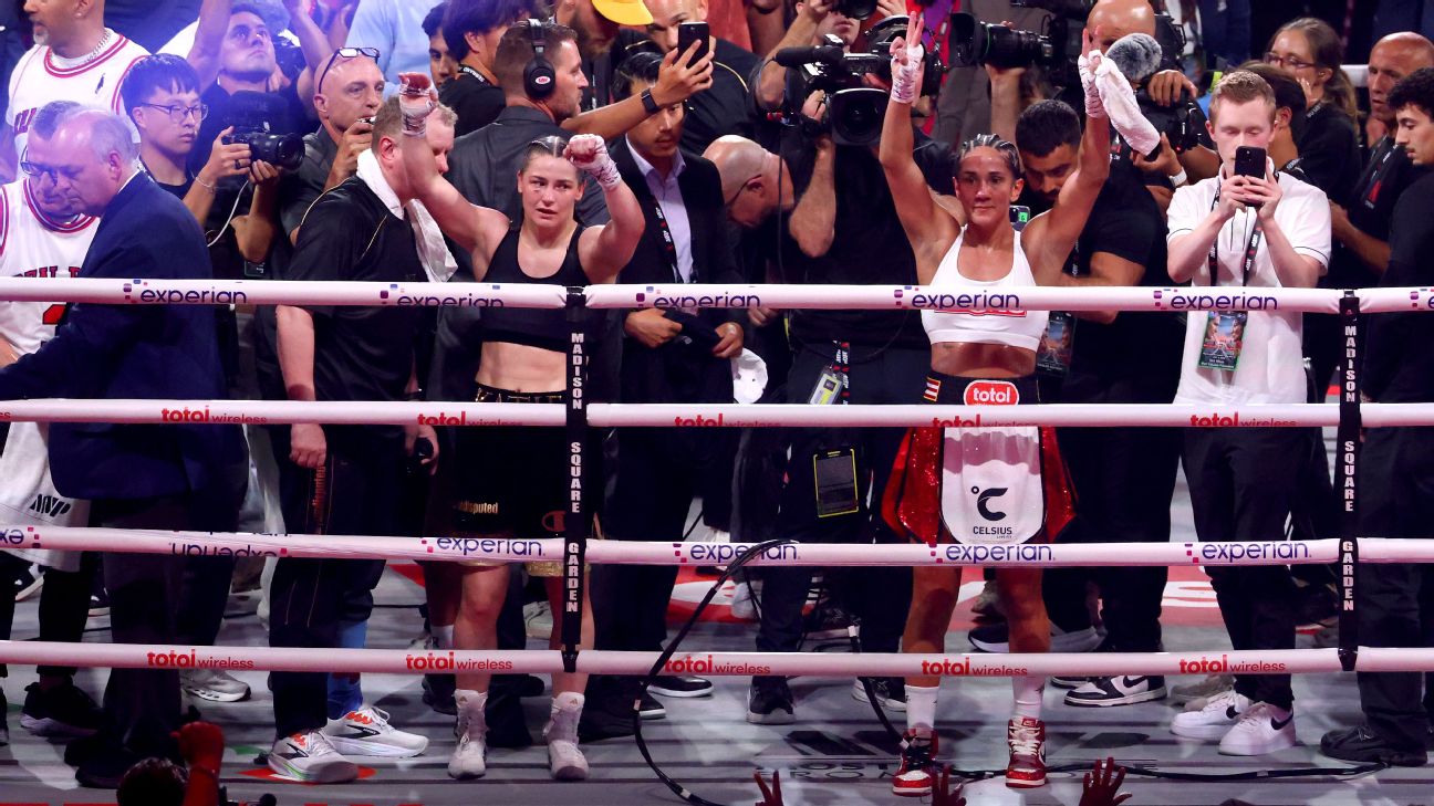 <a href="https://www.espn.com/boxing/story/_/id/45721455/katie-taylor-def-amanda-serrano-keeps-super-lightweight-title" target="_blank">Taylor def. Serrano for 3rd time to retain title</a>