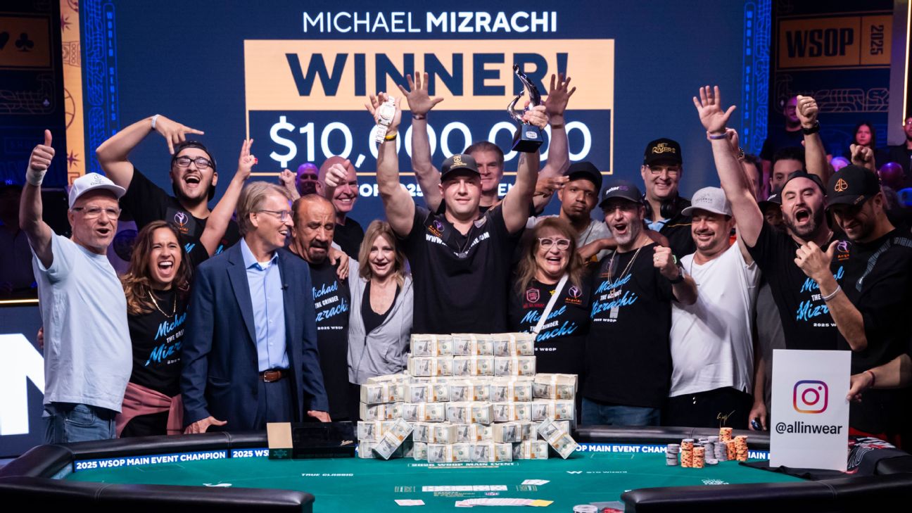 <a href="https://www.espn.com/espn/betting/story/_/id/45757909/michael-mizrachi-wins-2025-world-series-poker-main-event" target="_blank">Mizrachi wins first WSOP main event, $10M prize</a>