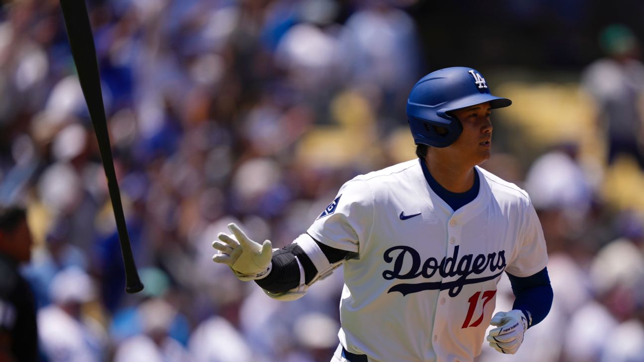 <a href="https://www.espn.com/mlb/story/_/id/45807295/shohei-ohtani-homers-fifth-straight-game-tying-dodgers-record" target="_blank">Ohtani ties Dodgers’ mark with HR in 5th straight</a>