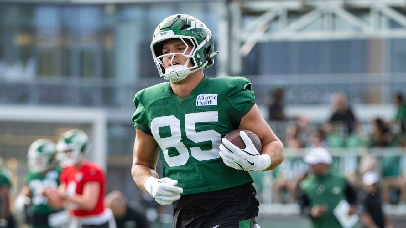 Article image accompanying Jets' No. 1 TE Mason Taylor (thumb) out vs. high-scoring Lions on WagerUp Sports News.