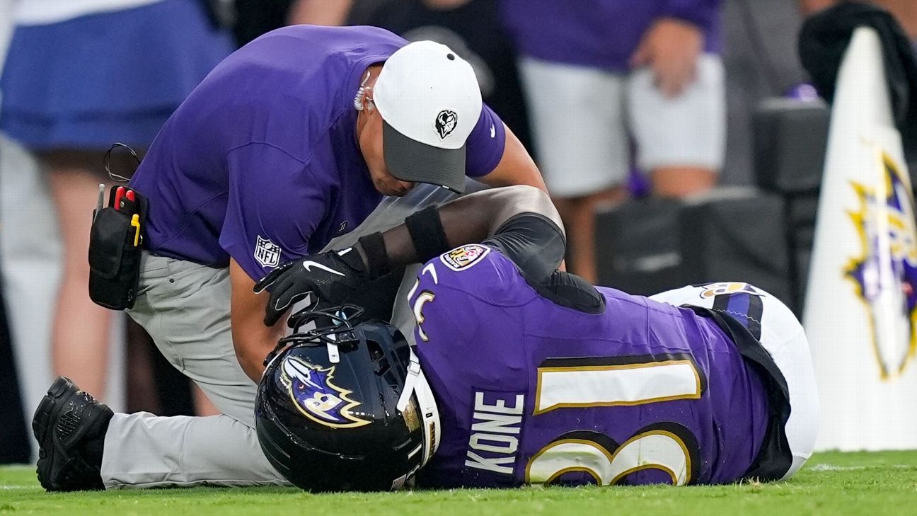 <a href="https://www.espn.com/nfl/story/_/id/45923036/ravens-rookie-bilhal-kone-carted-gruesome-knee-injury" target="_blank">Ravens rookie CB suffers gruesome knee injury</a>