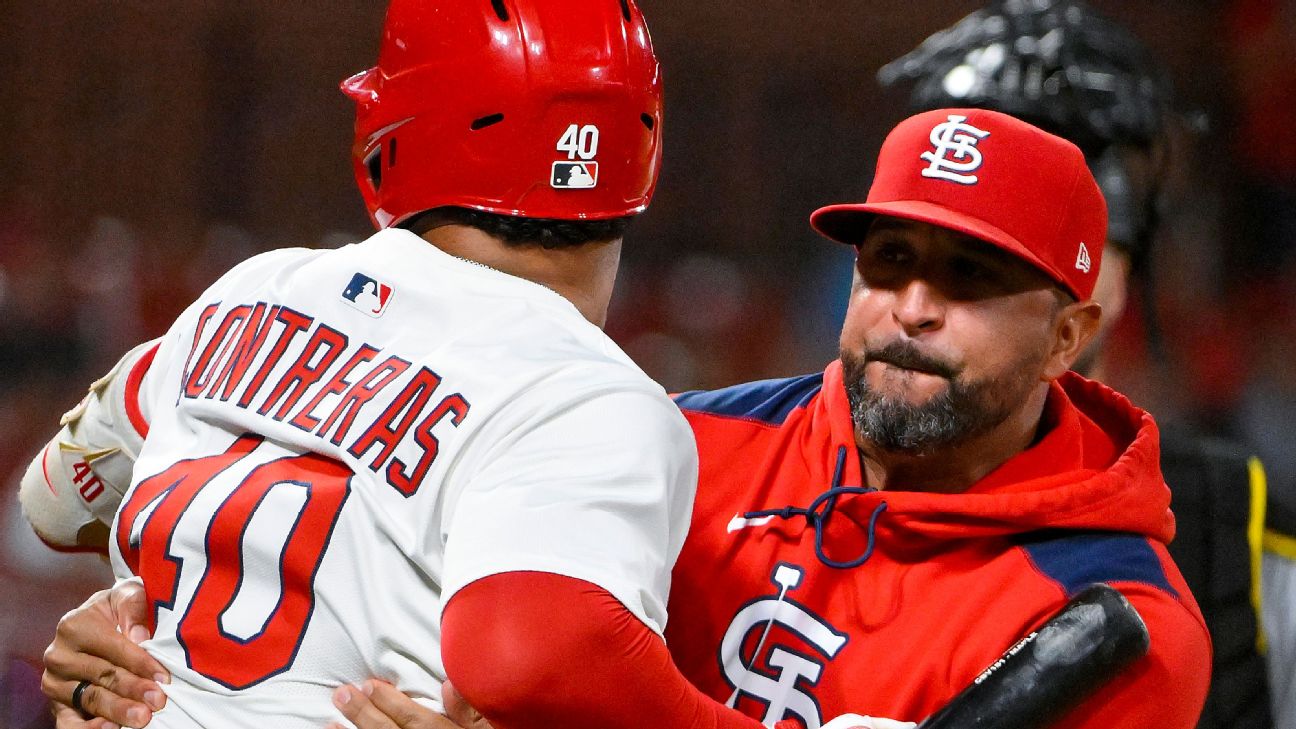 <a href="https://www.espn.com/mlb/story/_/id/46076376/contreras-ejected-hits-own-coach-bat-cardinals-win" target="_blank">Cards’ Contreras ejected, hits own coach with bat</a>