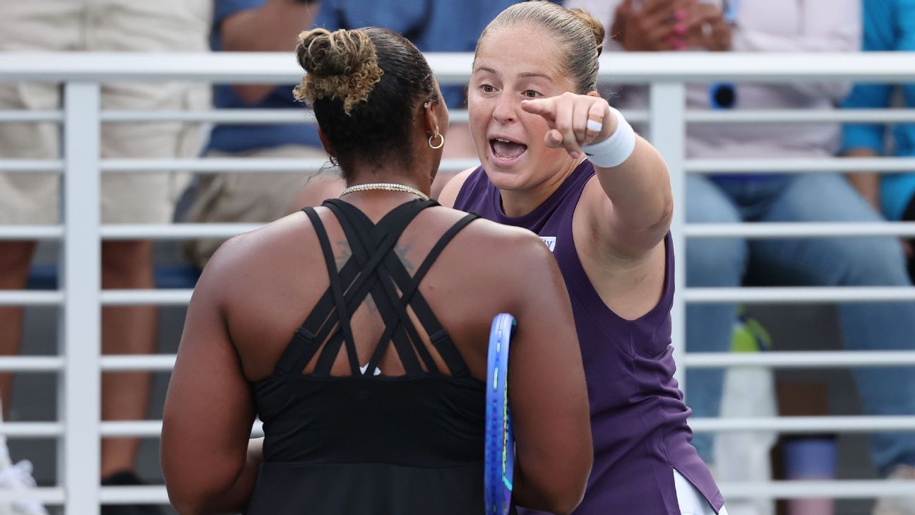<a href="https://www.espn.com/tennis/story/_/id/46090578/taylor-townsend-jelena-ostapenko-heated-confrontation-us-open-second-round-match" target="_blank">Townsend-Ostapenko ends in heated net exchange</a>