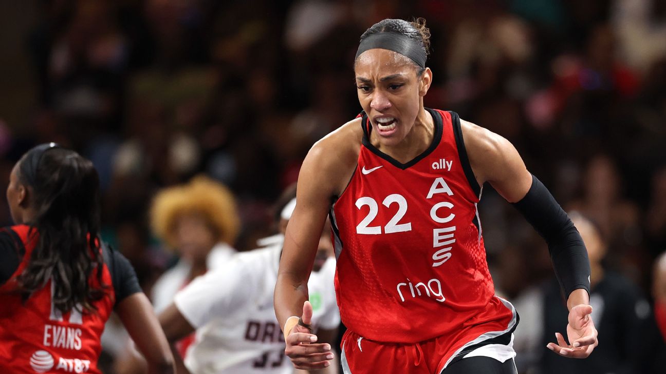 <a href="https://www.espn.com/wnba/story/_/id/46092314/wilson-drops-34-aces-tie-franchise-mark-12th-straight-win" target="_blank">Aces roll to 12th straight win on Wilson’s 34 points</a>