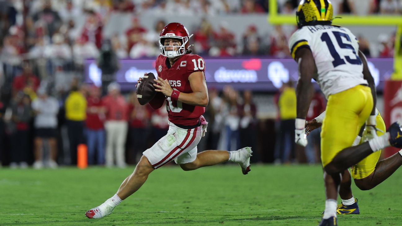 <a href="https://www.espn.com/college-football/story/_/id/46182547/john-mateer-earns-coaches-raves-oklahoma-tops-michigan" target="_blank">‘Fearless’ Mateer’s risks pay off as OU tops U-M</a>