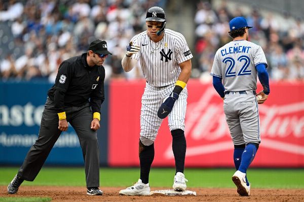 Judge tips Rice ahead of Scherzer changeup, leading to HR - ABC7 New York