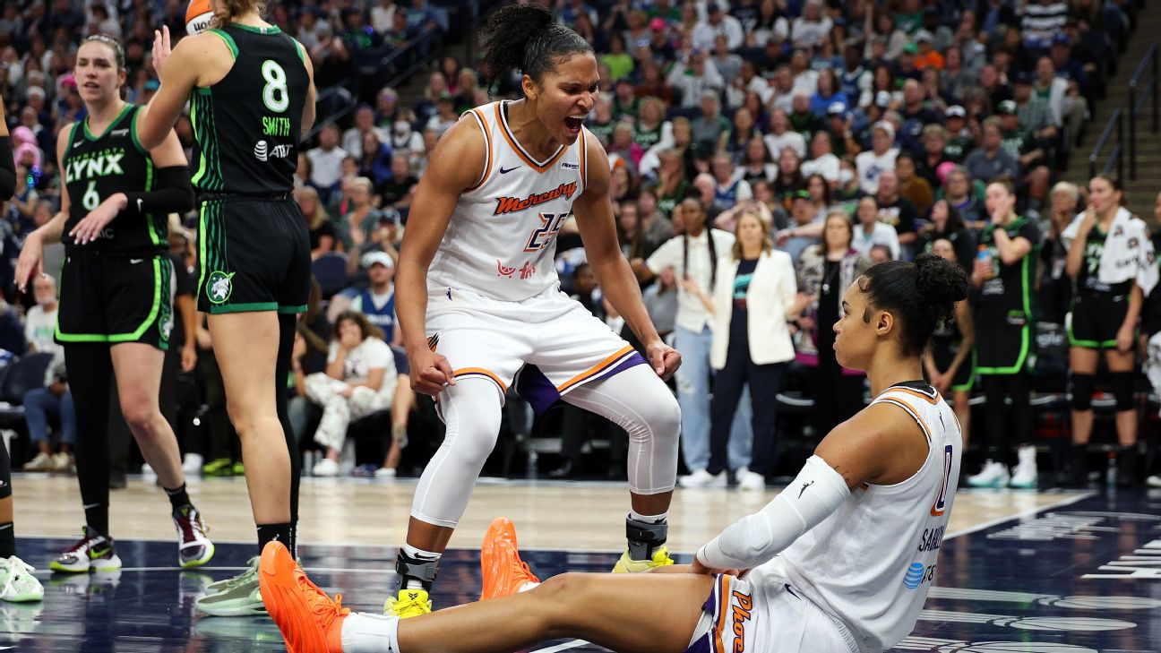 <a href="https://www.espn.com/wnba/story/_/id/46360487/wnba-playoffs-2025-semifinals-game-2-analysis-highlights-news-scores" target="_blank">How Phoenix rallied past No. 1 seed Minnesota in OT to win an instant classic</a>