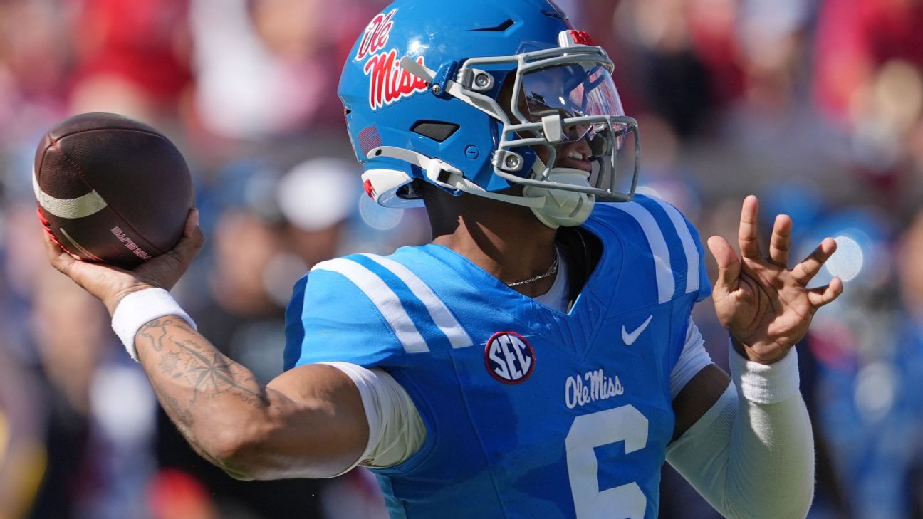 <a href="https://www.espn.com/college-football/story/_/id/46403988/trinidad-chambliss-stars-ole-miss" target="_blank">Kiffin’s ‘little, short’ QB leads Rebels past LSU</a>