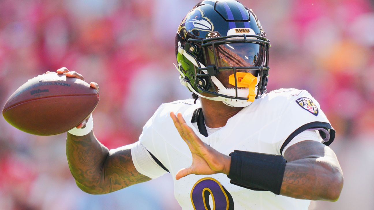 <a href="https://www.espn.com/nfl/story/_/id/46414776/baltimore-ravens-qb-lamar-jackson-exits-hamstring-injury" target="_blank">Jackson injures hamstring as Ravens fall to 1-3</a>