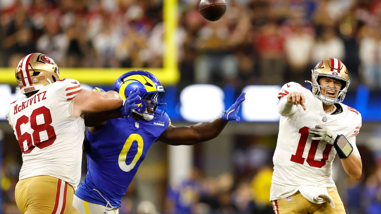 Niners' Mac Jones beats odds, lets it fly in OT win over Rams - ESPN