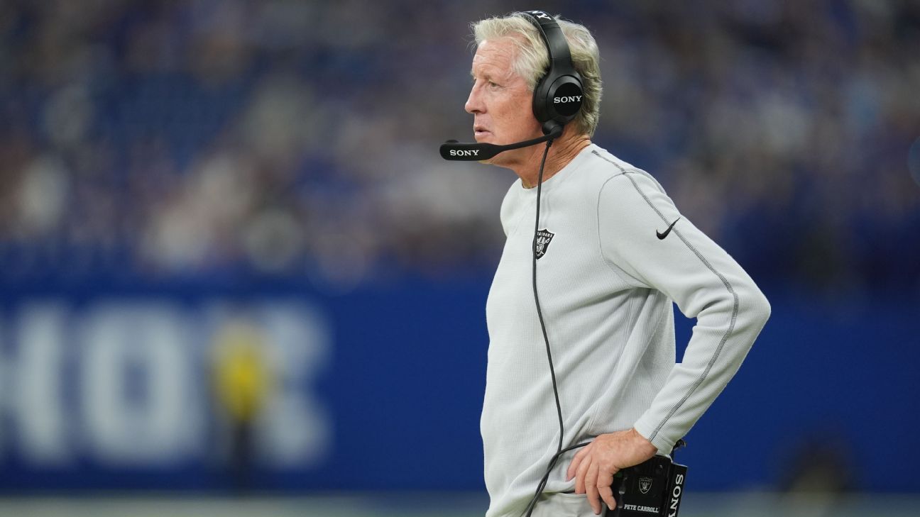 <a href="https://www.espn.com/nfl/story/_/id/46502955/pete-carroll-says-processing-raiders-1-4-start-poorly" target="_blank">Pete Carroll processing Raiders’ 1-4 start ‘poorly’</a>