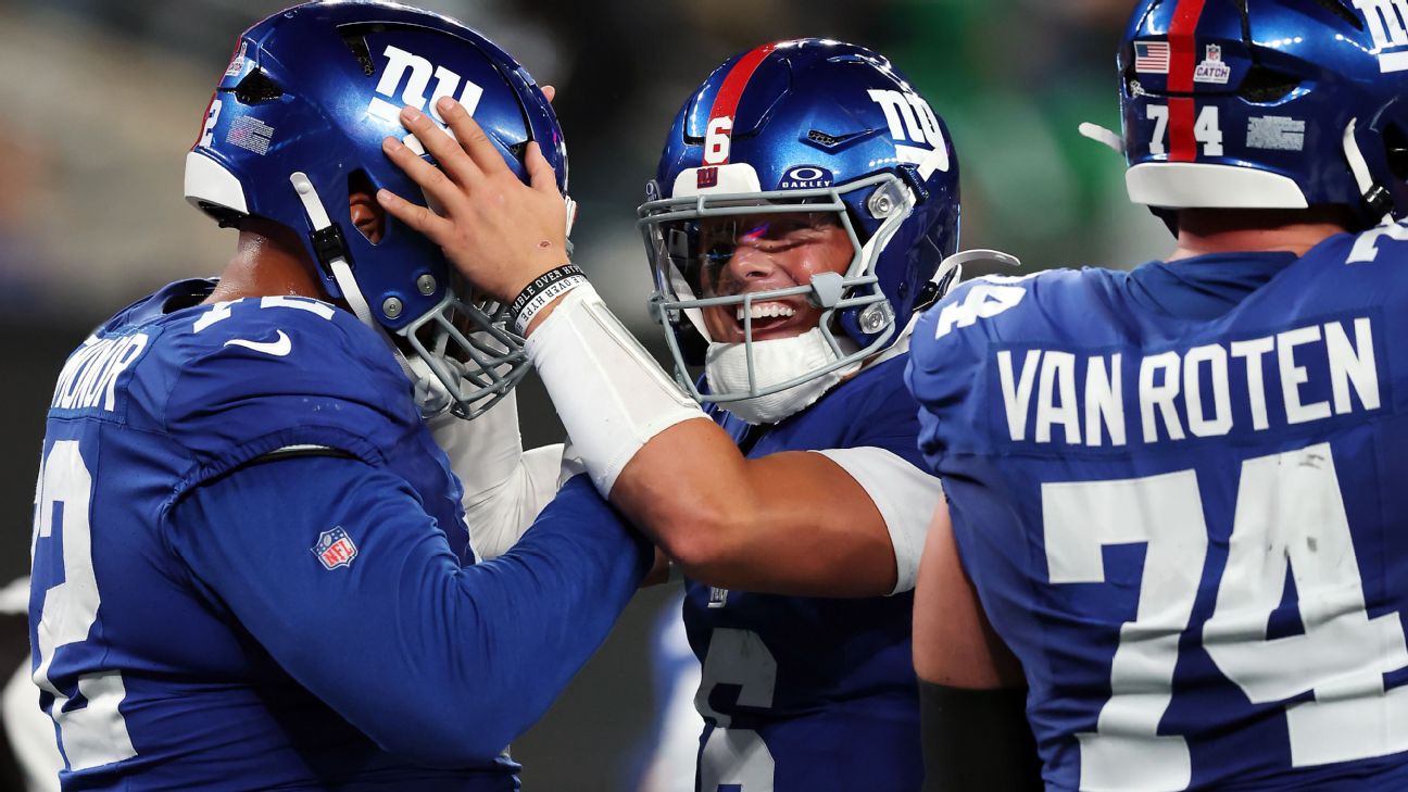 <a href="https://www.espn.com/nfl/story/_/id/46541992/new-york-giants-defeat-philadelphia-eagles-week-6-jaxson-dart-cam-skattebo" target="_blank">Giants turn tables on Eagles with complete home victory</a>