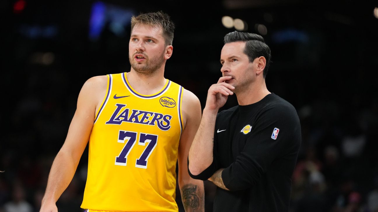 Luka Doncic enters his first full season with the Lakers, as Golden State comes to town for the season-opener.