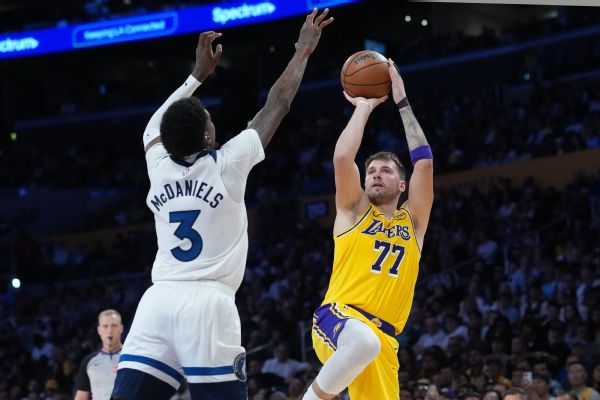 Luka Doncic followed his 43-point effort in Tuesday's season opener with 49 points Friday night, giving him a Lakers record 92 points through the first two games of the season.