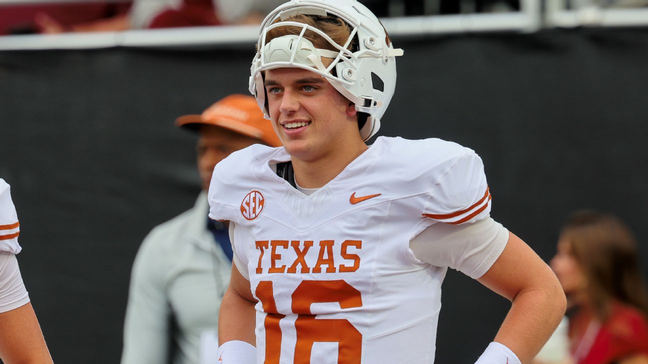 <a href="https://www.espn.com/college-football/story/_/id/46796644/texas-football-arch-manning-sec-injury-report-set-start-vs-vanderbilt" target="_blank">Arch off Texas injury report, set to start vs. Vandy</a>