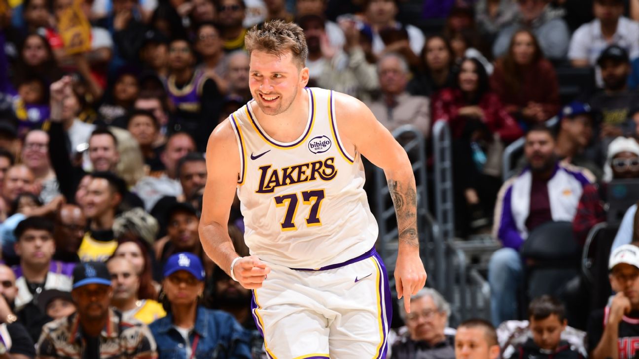 Luka Doncic of the Los Angeles Lakers logged a triple-double Sunday.