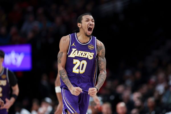 Short-handed Lakers win at Portland with help of Nick Smith Jr.